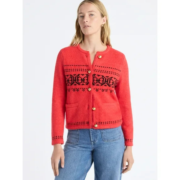 Free Assembly Women's and Women's Plus Fair Isle Cardigan with Welt Pockets, Midweight, Sizes XS-... | Walmart (US)