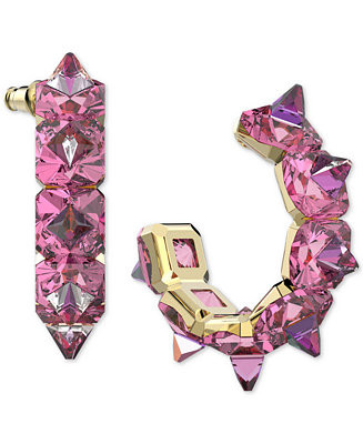 Gold-Tone Chroma Pink Spiky Crystal Hoop Earrings | Macy's