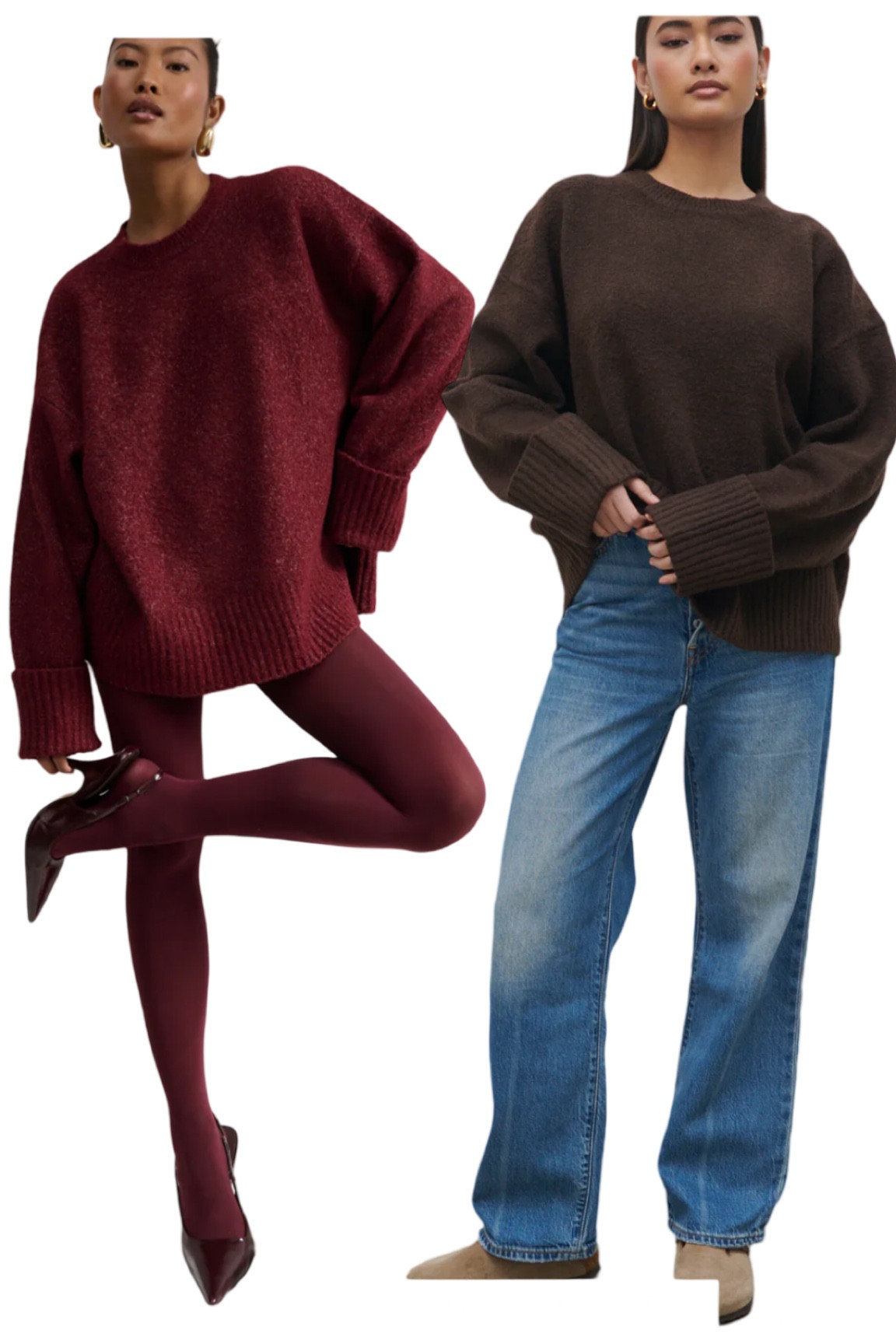 New in burgundy and chocolate brown knits! Link will take you to all colours 😘