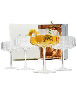Khen Vintage Wavy Flower Coupe Glasses, Set of 4 | Macy's