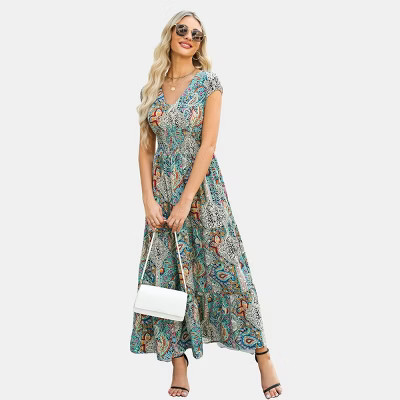 Women's Paisley Print V-Neck Maxi Dress - Cupshe | Target