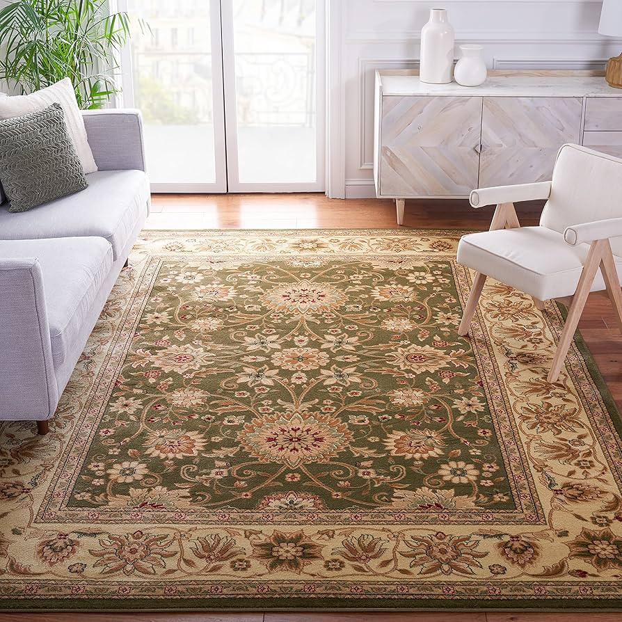 SAFAVIEH Lyndhurst Collection Area Rug - 8' x 11', Sage & Ivory, Traditional Oriental Design, Non... | Amazon (US)
