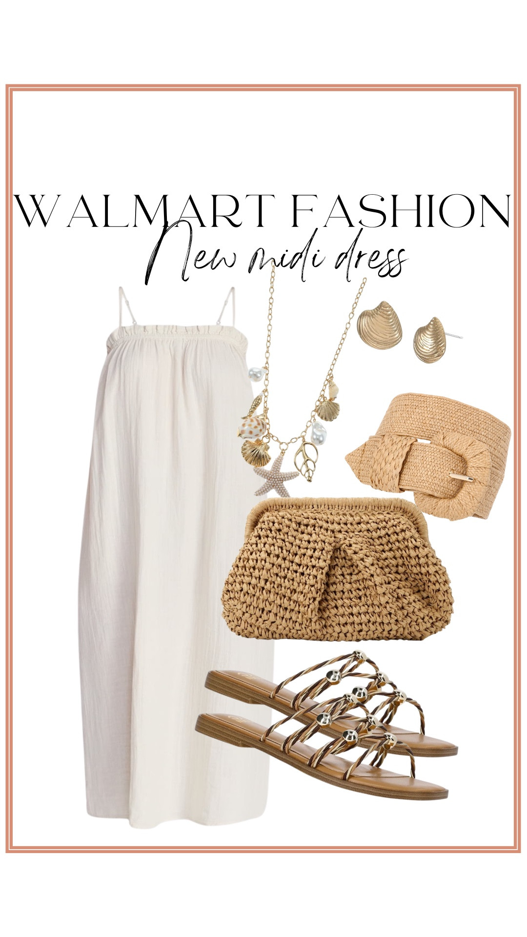 WALMART FASHION IS SO GOOD RIGHT NOW 🤍✨ This new midi dress looks and feels like something you’d find at a boutique for triple the price! The relaxed silhouette, lightweight fabric, and effortless styling options make it a summer staple. I paired it with woven accessories and strappy sandals for an easy coastal-inspired look that works for vacations, brunch, date nights, and everything in between.

✨ Affordable Walmart fashion find
✨ Easy throw-on-and-go style
✨ Perfect neutral dress for summer
✨ Looks so much more expensive than it is

#WalmartFashion #WalmartFinds #WalmartStyle #SummerDress #MidiDress #AffordableFashion #VacationStyle #ResortWear #NeutralStyle #EverydayStyle #FashionOver40 #SummerOutfitIdeas #LTKStyle #WalmartNewArrivals

#LTKootd #LTKTravel #LTKPetite