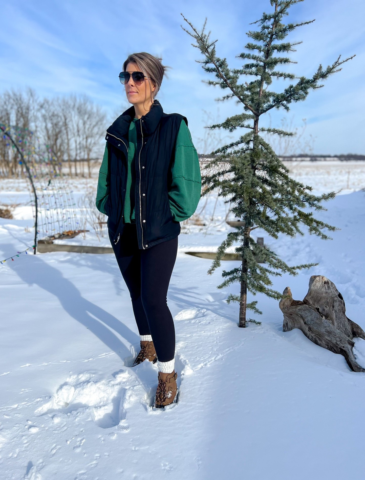 Everything is tts 
Sunglasses are on sale! 

side note: These fleece lined leggings are super warm and buttery soft on the inside. 

#LTKBeauty #LTKootd