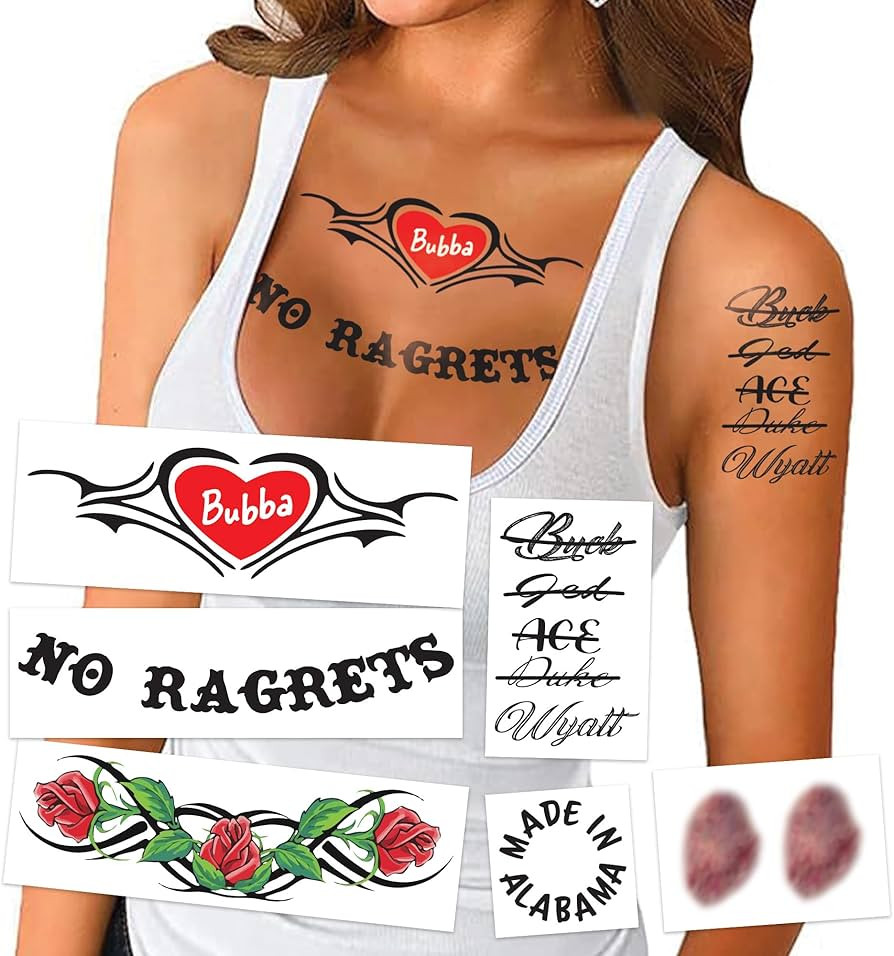 Female White Trash Temporary Tattoos/Easier than makeup/Perfect for Halloween/HillBilly Costume I... | Amazon (US)