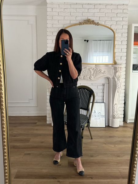 Spring Outfit
Everlane Sailor Denim/27 inch inseam/TTS
L’Agence Crop Tweed Jacket/wearing size 6
French Sole Two Tone Pump/TTS
Paris Outfit 

#LTKover40 #LTKtravel #LTKstyletip