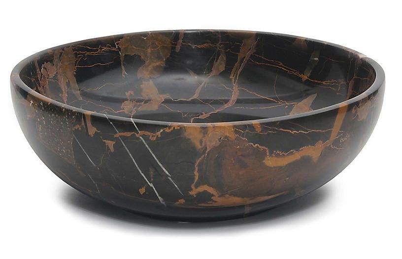 Dalvin Decorative Bowl, Black/Gold | One Kings Lane