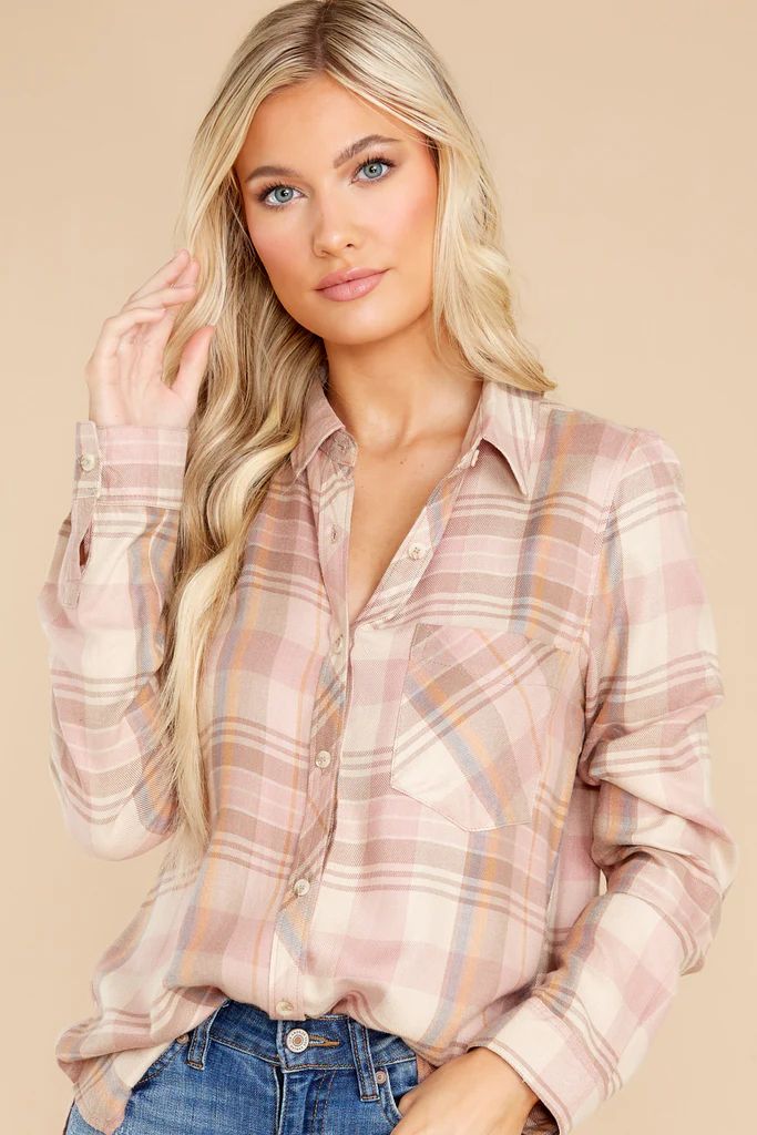 Pure Coincidence Blush Plaid Top | Red Dress 