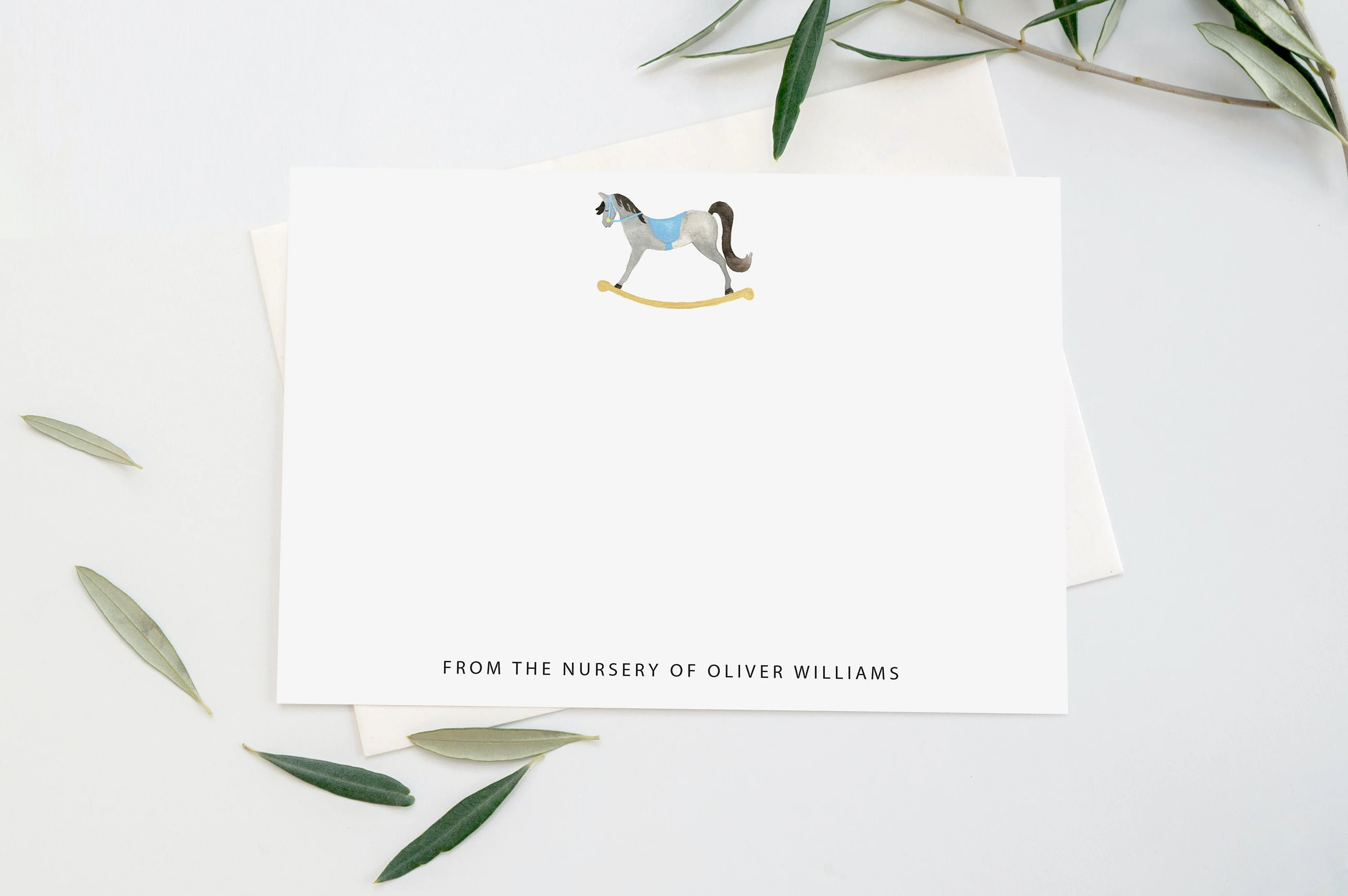 Rocking Horse personalized stationery set | Sweet Pea and Whimsy