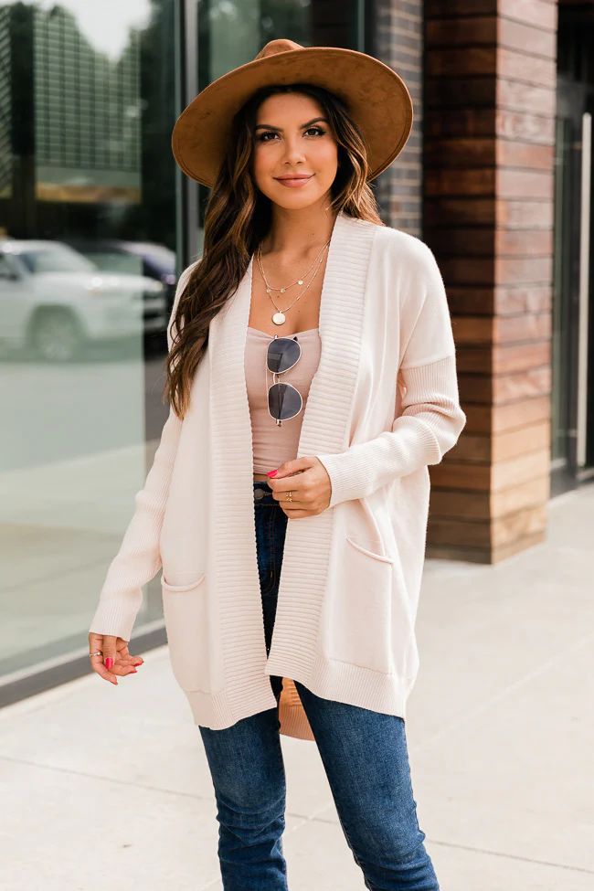 Too Many Times Cream Ribbed Cardigan | The Pink Lily Boutique