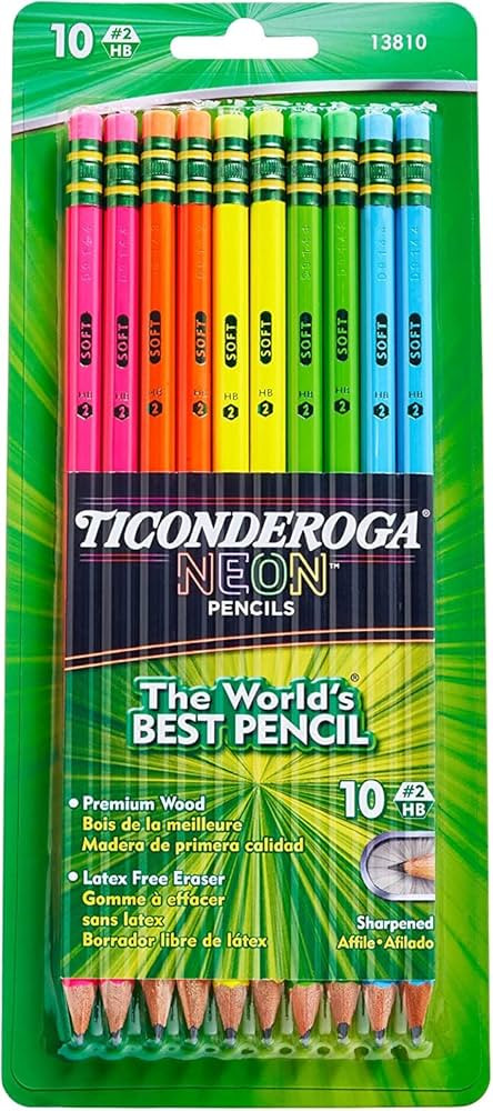 Dixon Ticonderoga No.2 Pencils, Assorted Neon, 10-Pack (4-Pack) | Amazon (US)