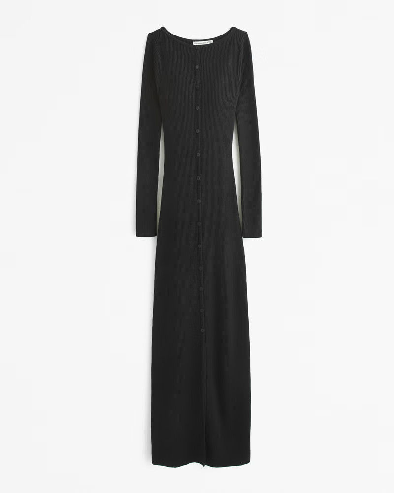 Women's Long-Sleeve Button-Through Maxi Sweater Dress | Women's Sale | Abercrombie.com | Abercrombie & Fitch (UK)