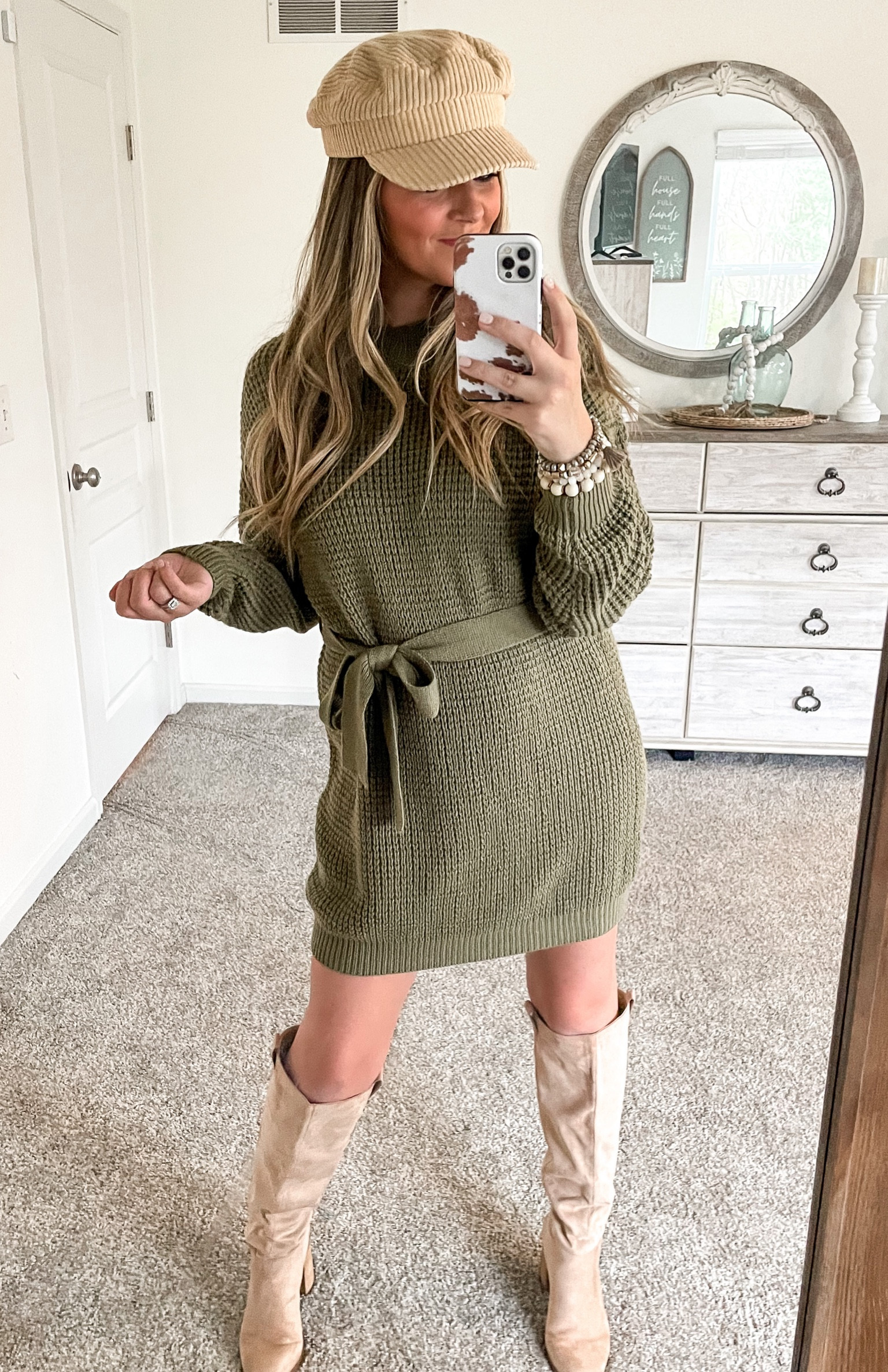 Amazon Waffle Knit Tie Sweater dress with knee high boots! This dress is so soft and cozy! I’m obsessed! Such a stylish look for your holiday events! 

#LTKGiftGuide #LTKHoliday #LTKSeasonal