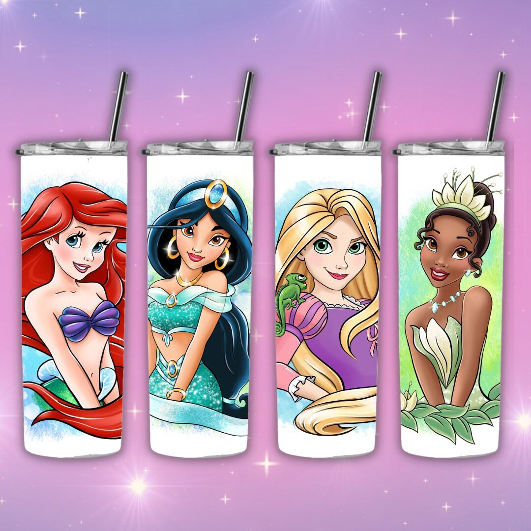 Princess Collection Inspired Reusable Tumbler personalized 20oz Skinny Travel Tumbler metal Tumbl... | Etsy (US)