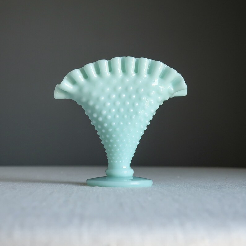 Green Pastel Hobnail Milk Glass Mini Fan Vase by Fenton - Small Mint Green Vase 1950s Original La... | Etsy (US)