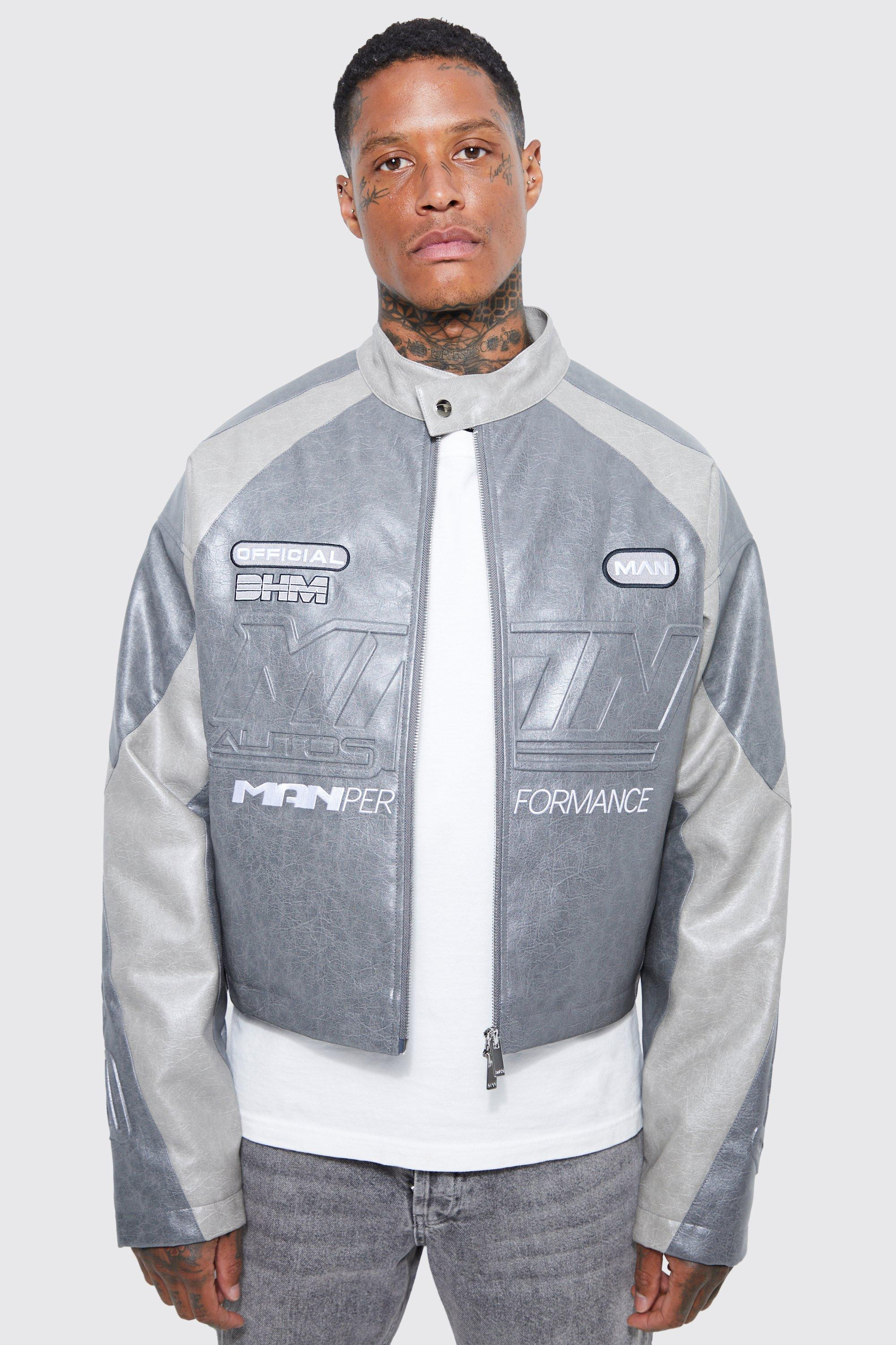 Boxy Vintage Look Pu Moto Jacket | boohooMAN (DE, IE & UK)