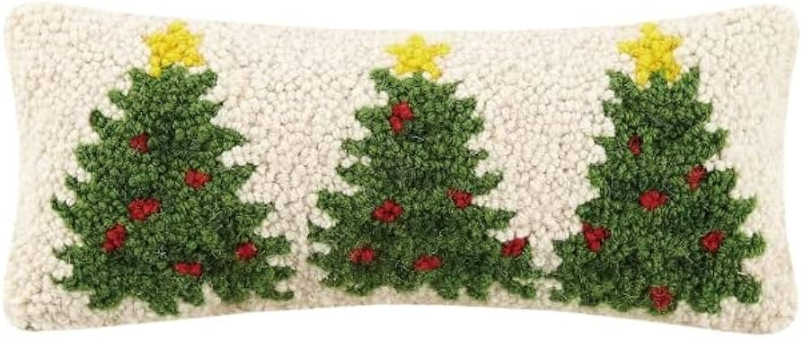 Peking Handicraft 31TG461C05OB Christmas Trees Hook Pillow, Blown-in Filled, 12-inch Width, Wool ... | Amazon (US)