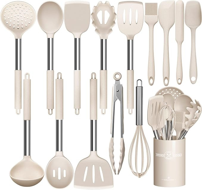 Stainless Steel Kitchen Cooking Utensil Set, Umite Chef 15 pcs Utensils - Nonstick Cookware Set S... | Amazon (US)