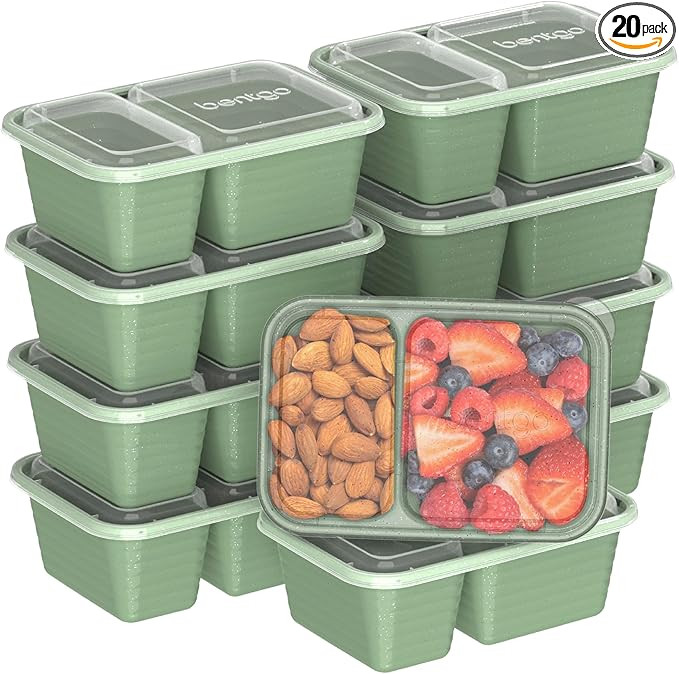 Bentgo Prep - 2-Compartment Snack Containers with Custom-Fit Lids - Reusable, Microwaveable, Dura... | Amazon (US)
