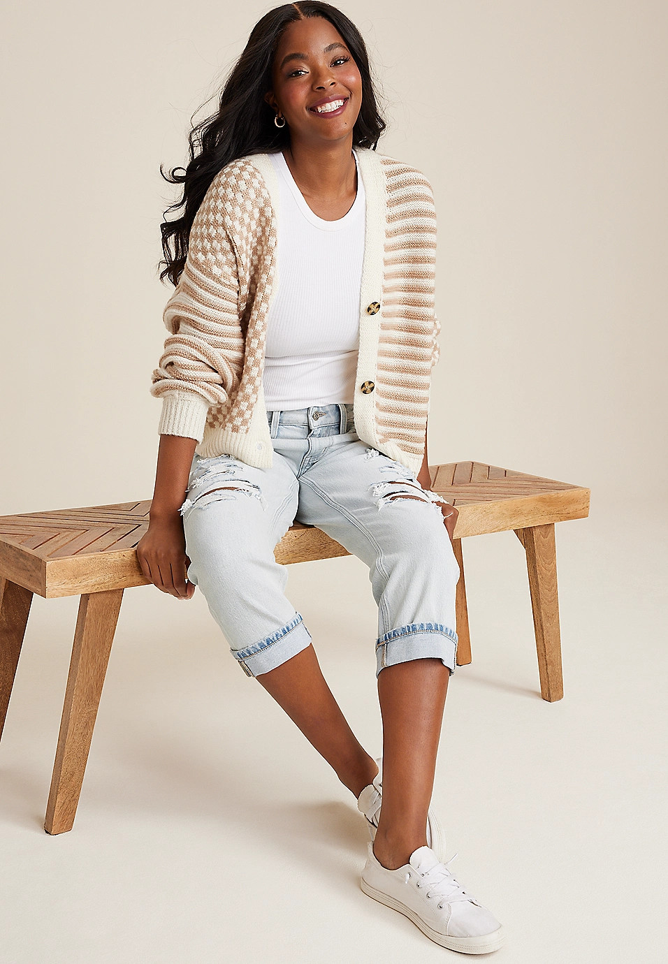 edgely™ Mid Rise Ripped Relaxed Boyfriend Cropped Jean | Maurices