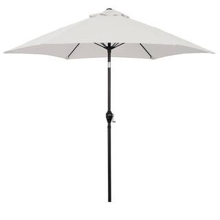 Astella 9 ft. Aluminum Market Patio Umbrella with Fiberglass Ribs, Crank Lift and Push-Button Til... | The Home Depot