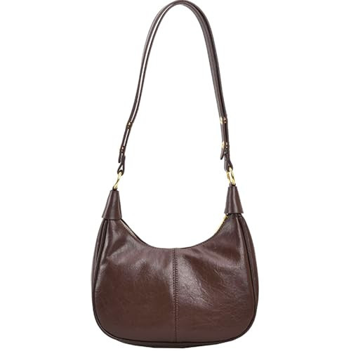 Shoulder Bag for Women, Crossbody Purse, Small Leather Hobo Bags, Handbags for Women, Retro Crescent Shoulder Bag with Zipper Closure - Coffee | Amazon (US)