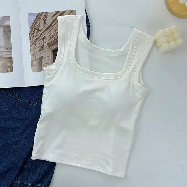 DIYI - Square Neck Plain Padded Tank Top | YesStyle.com