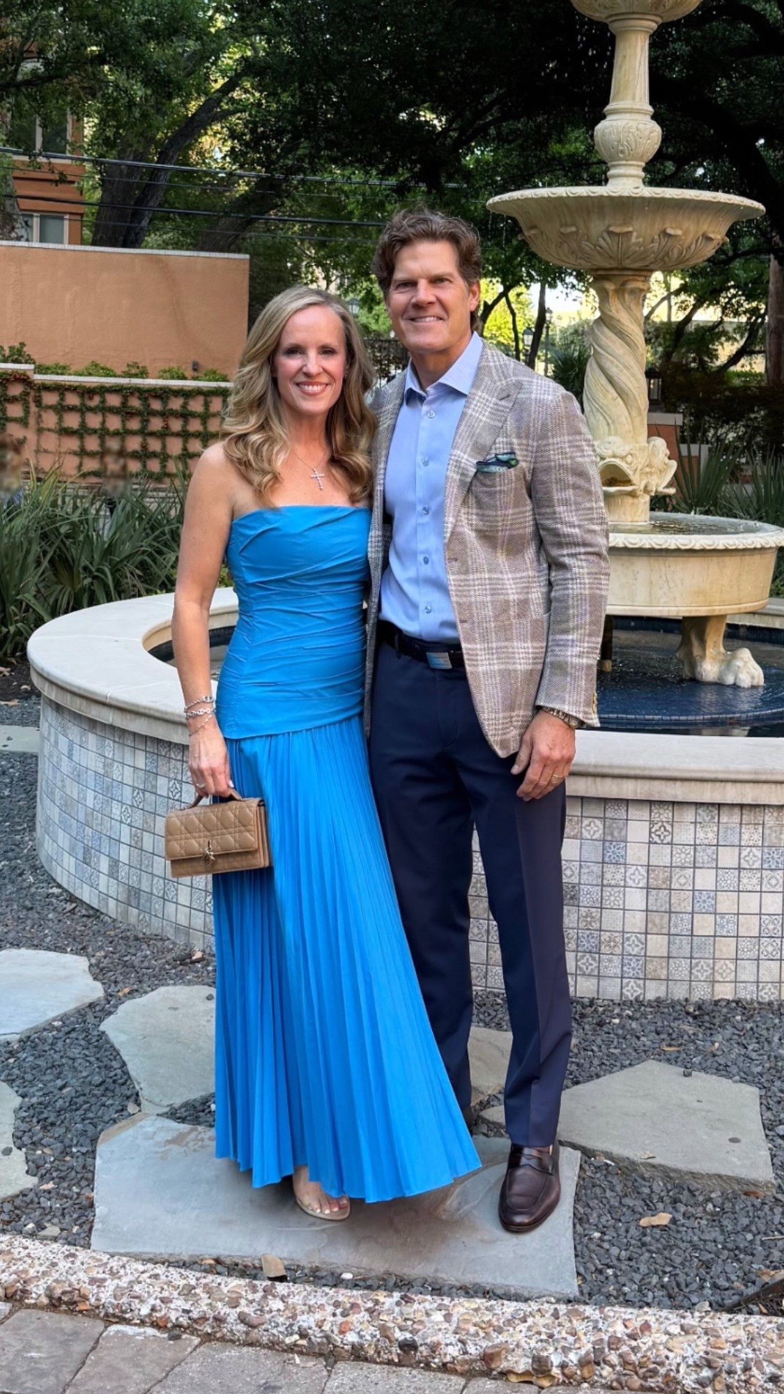 Celebrating our 30th anniversary with dinner at the Mansion on Turtle Creek. We have so many special memories here from our first date, engagement, wedding weekend and even living here with the girls for two weeks when we had a water leak!

Loved this stunning blue strapless dress with rouge, asymmetrical, bodice, and accordion pleated skirt from Simkhai  
size up one size 
Miss Dior handbag 
Veronica transparent sandals

.

#LTKSeasonal #LTKOver40 #LTKStyleTip