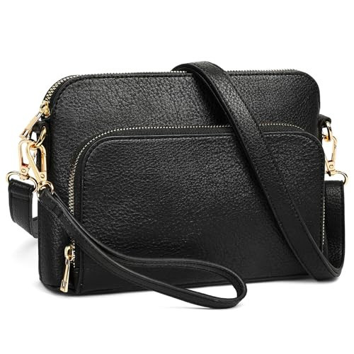 Marvolia Crossbody Bag for Women - PU Leather Shoulder Bag Trendy Small Crossbody Purse Bag for Travel Work Party - Black | Amazon (US)