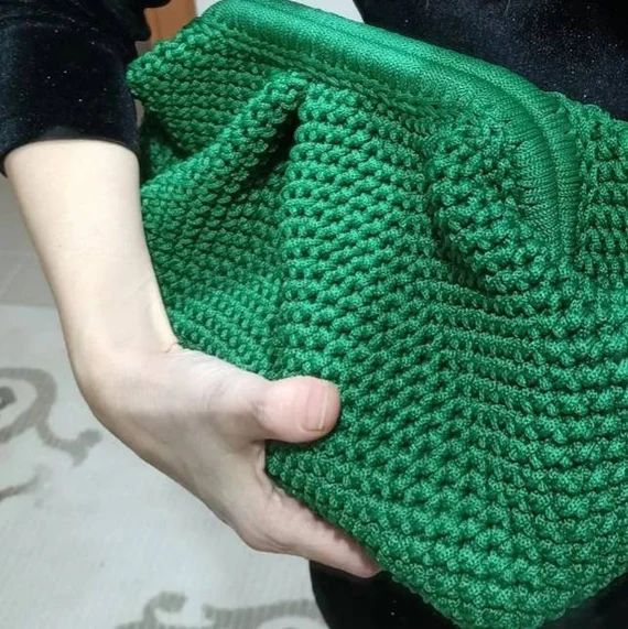 Woven Green Love Emerald Clutch Oversize Dumpling Bag Summer | Etsy | Etsy (US)