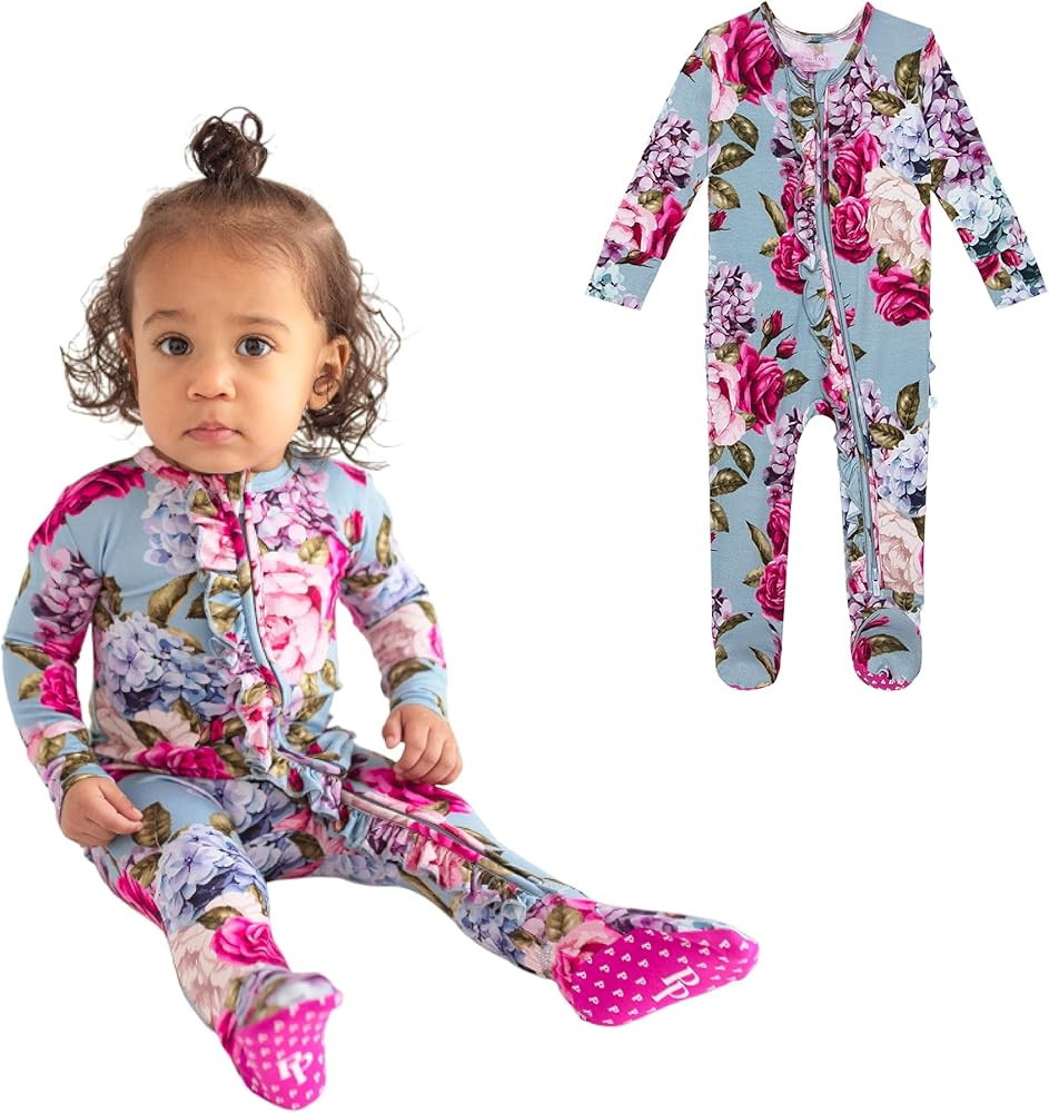 Posh Peanut Footie Pajamas for Baby Girls – Sleepers in Viscose from Bamboo with 2-Way Zipper &... | Amazon (US)