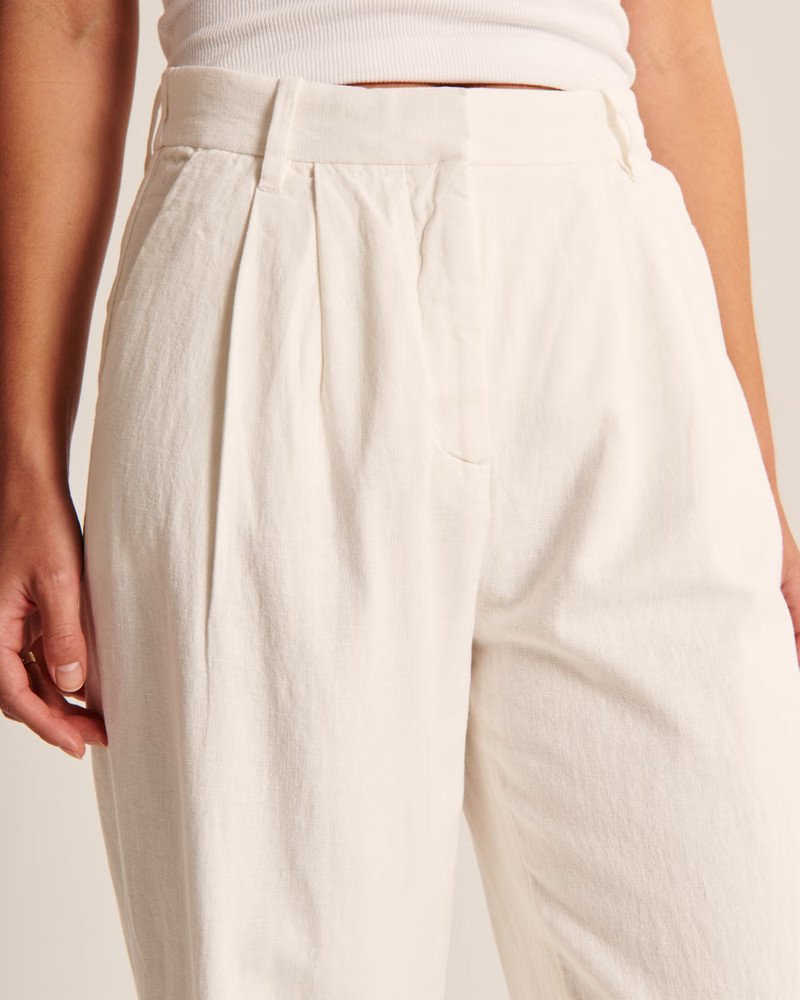 Women's Linen-Blend Tailored Wide Leg Pant | Women's Clearance | Abercrombie.com | Abercrombie & Fitch (US)
