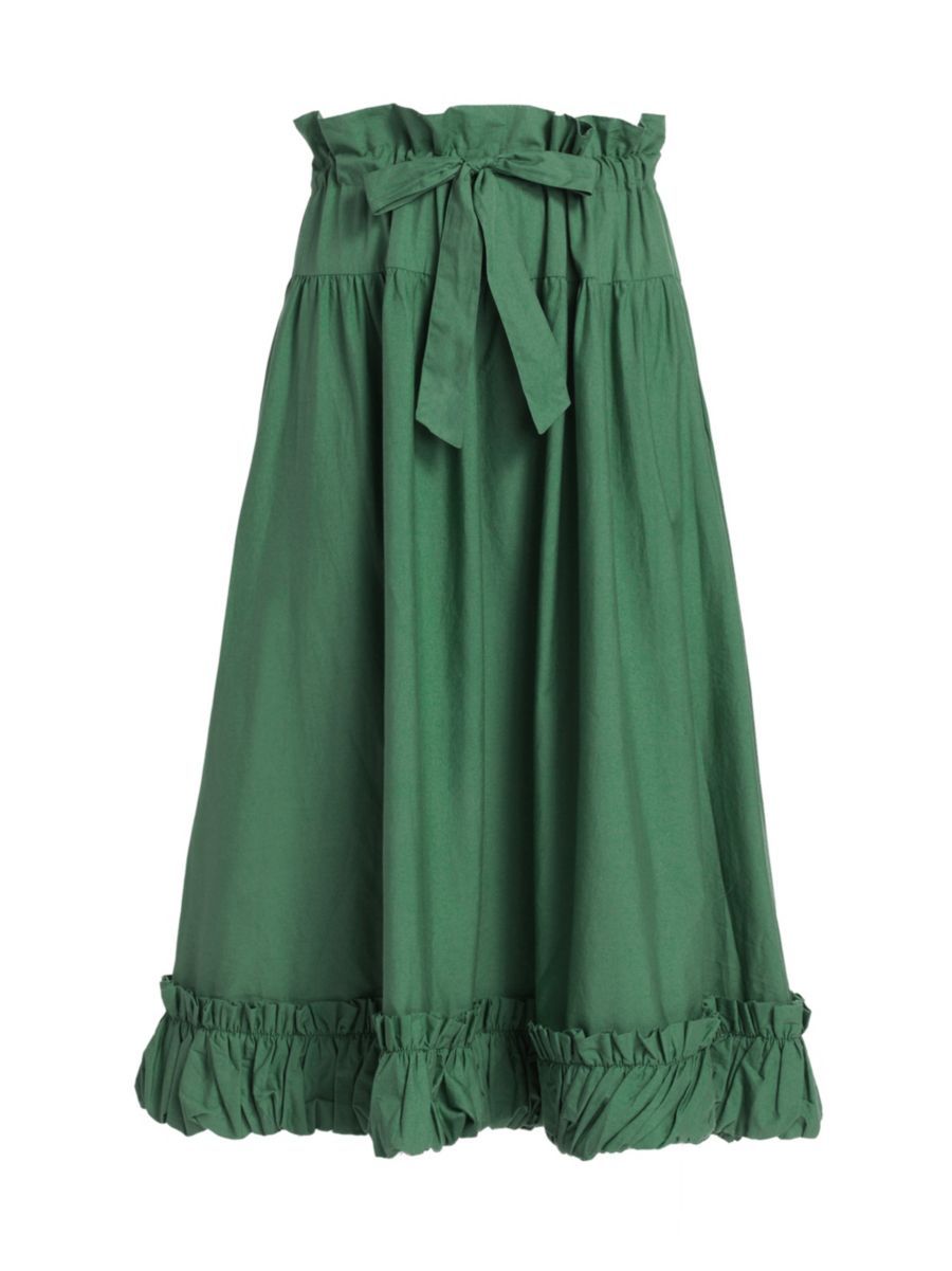 Favorite Part Ruffle Cotton Tie-Waist Midi-Skirt | Saks Fifth Avenue