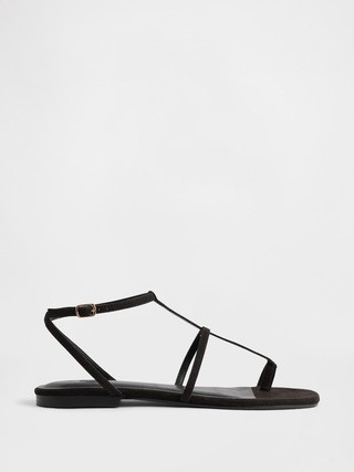 Vegan Suede T-Strap Sandals | Gap (US)