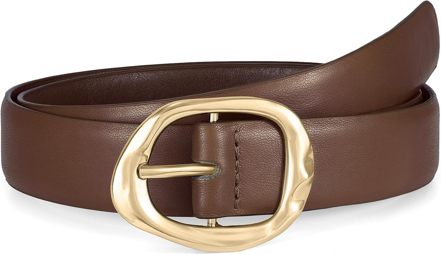 WHIPPY Leather Belt for Women Casual Waist Belt with Gold Buckle Fashion Ladies Belt for Jeans Pants Dress | Amazon (US)