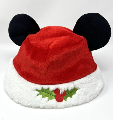 2025 Disney Parks Mickey Mouse Ear Christmas Holiday Plush Bucket Hat - Adult | eBay US