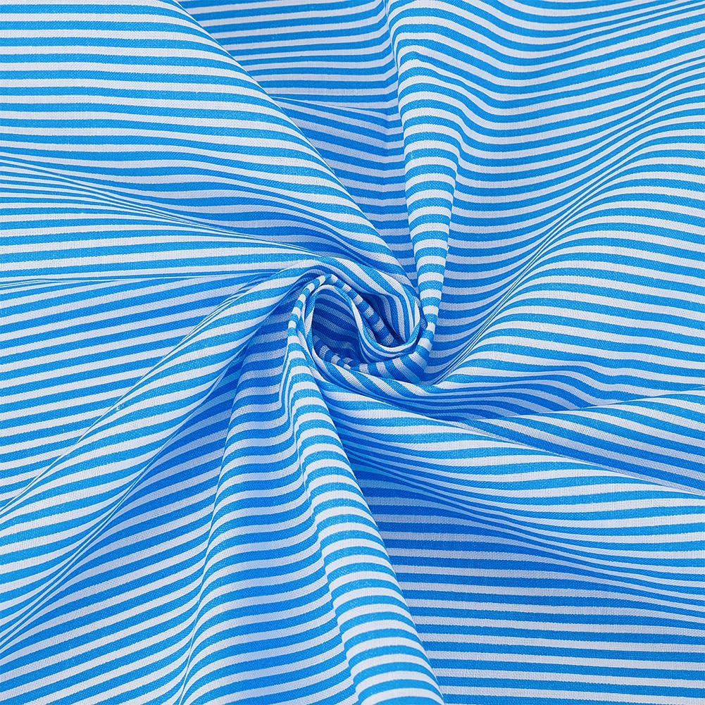 FINGERINSPIRE 1.09 Yards Stripes Cotton Fabric 63 inch Wide Light Blue White Sewing Stripe Patter... | Amazon (US)