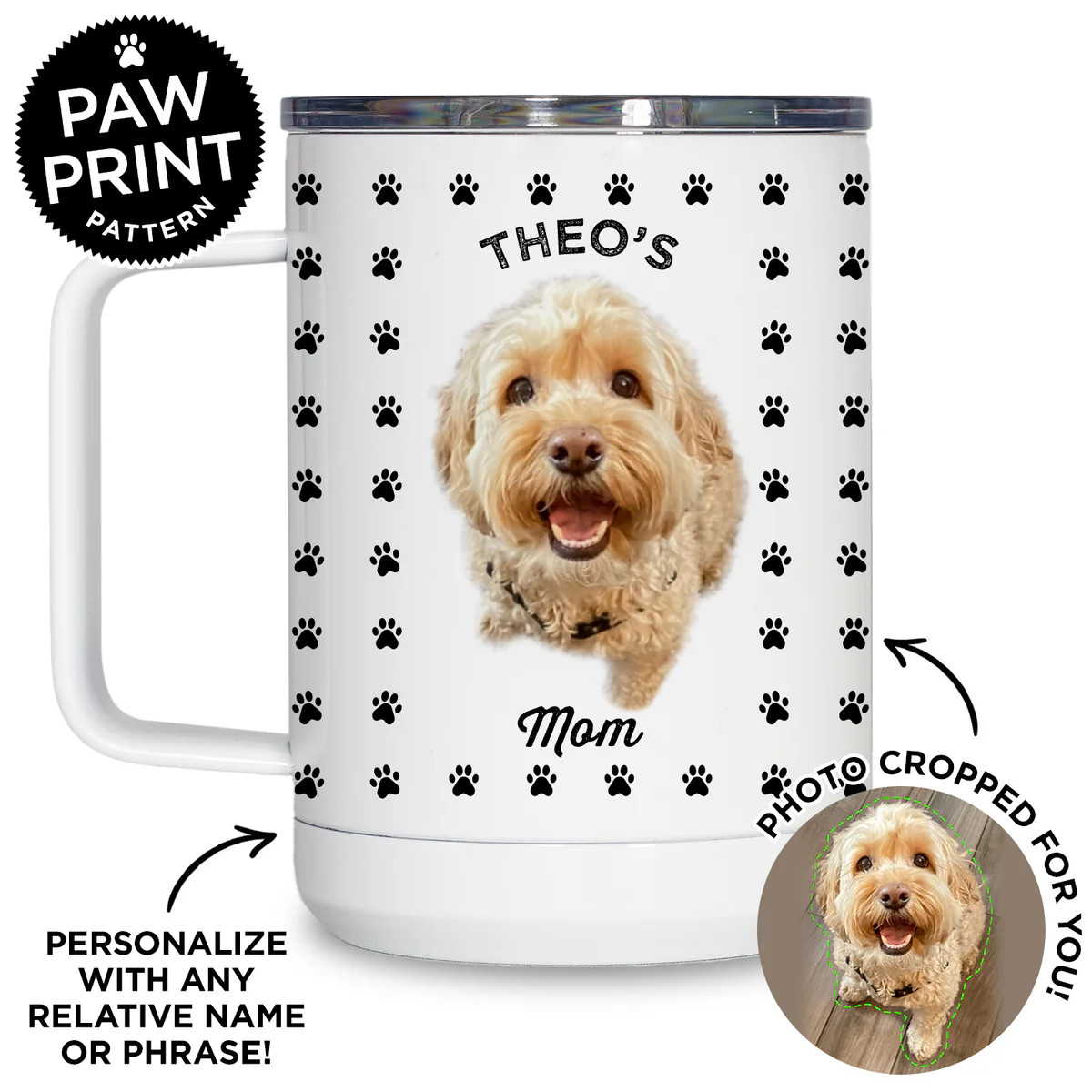 Personalized Paw Print Travel Mug | Type League Press