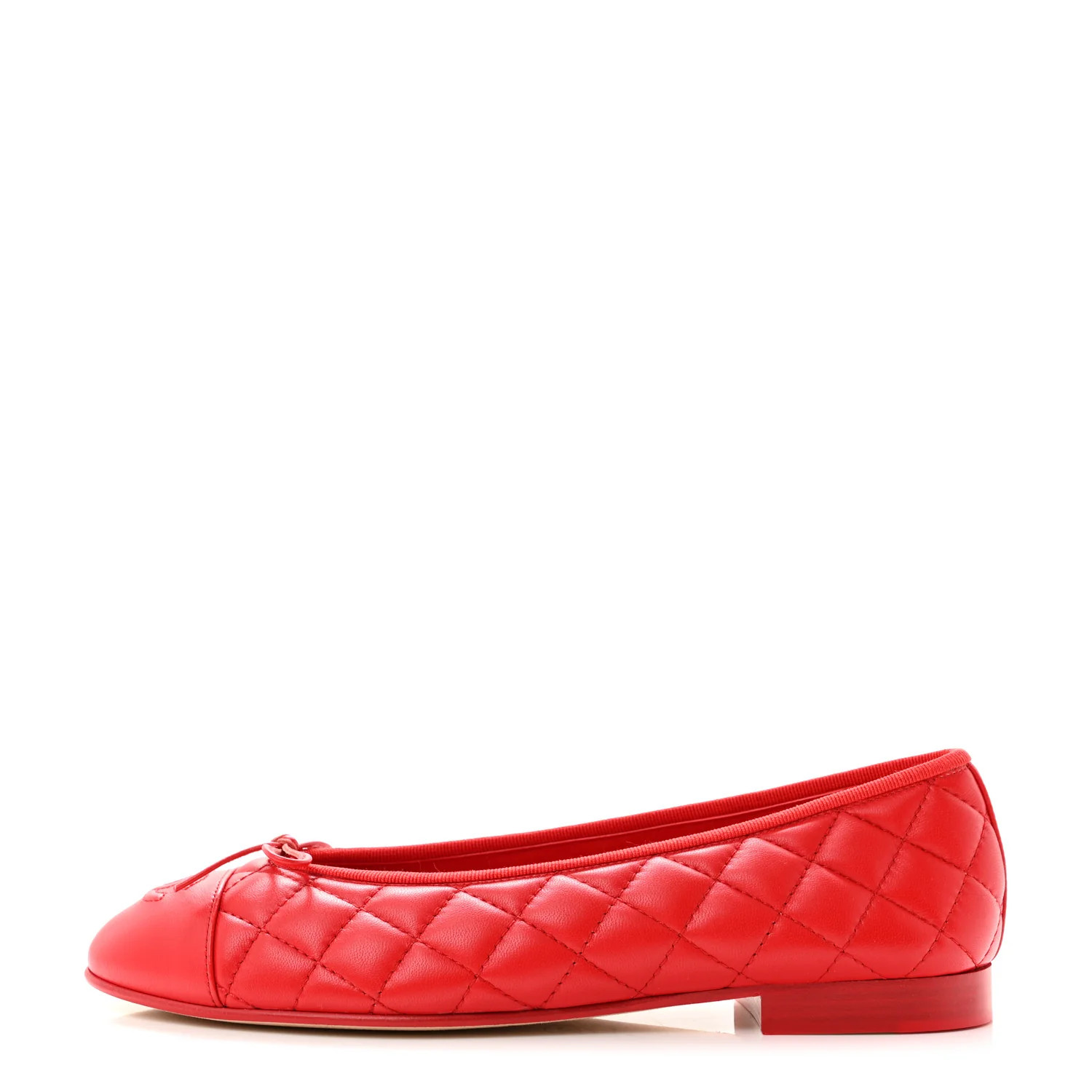 Chanel Lambskin Quilted CC Cap Toe Ballerina Flats 39.5 Red 1963903 | FASHIONPHILE (US)