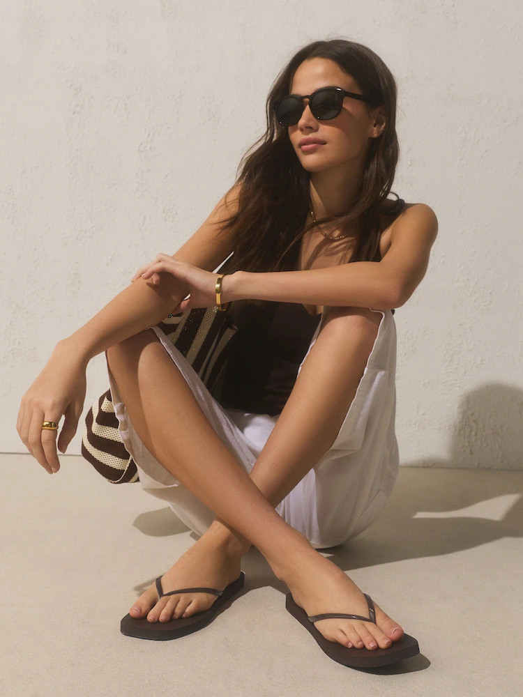 Buy Chocolate Brown Square Toe Flip Flops from Next Ireland | Next EU