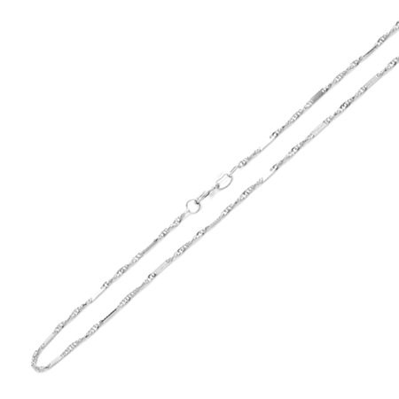14K White Gold Chain 1.25mm Fancy Mirror Singapore Chain Necklace (16, 18, 20, 22, 24 Inches) | Walmart (US)