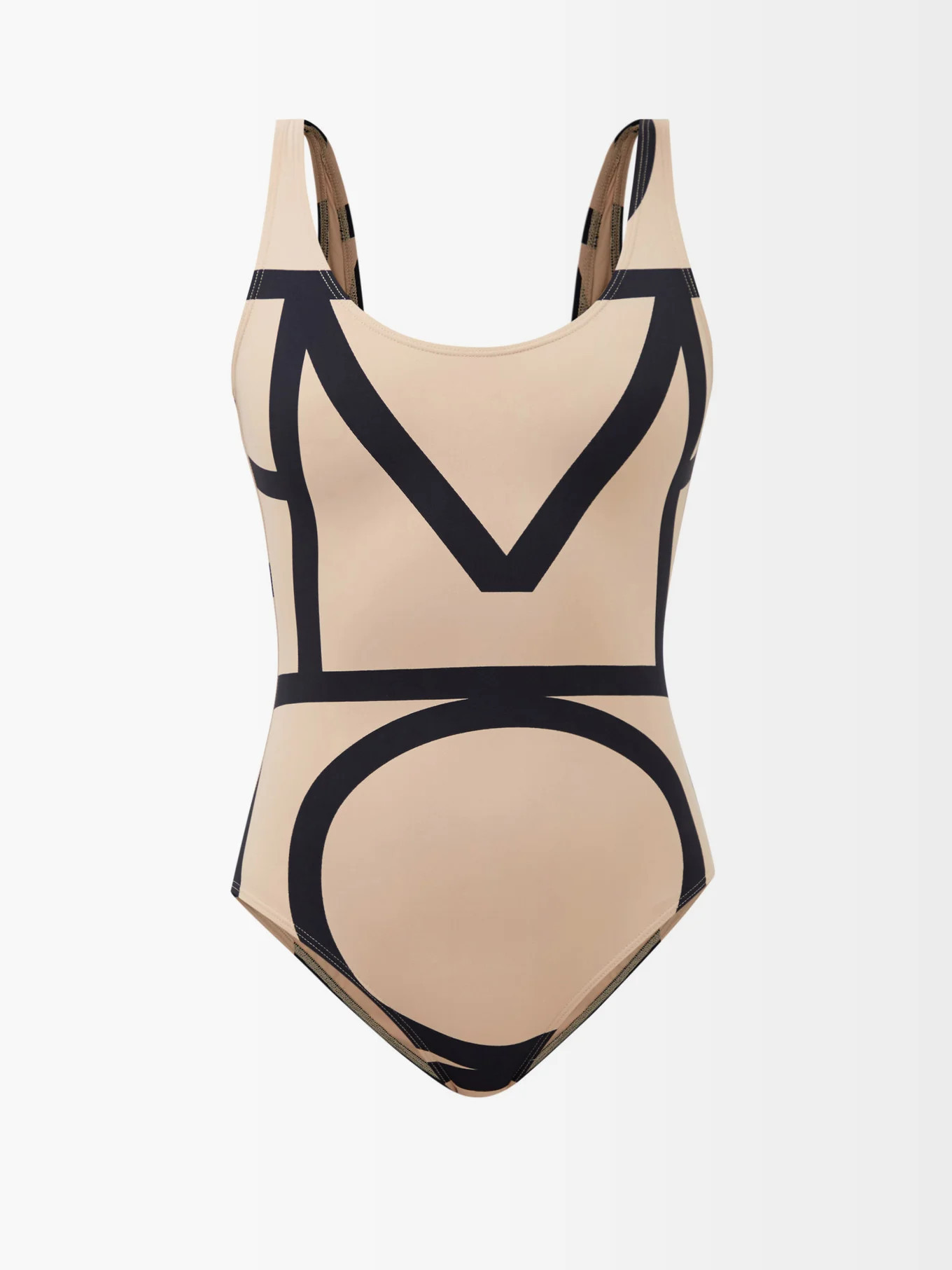 Logo-print scoop-neck swimsuit | Toteme | Matches (UK)