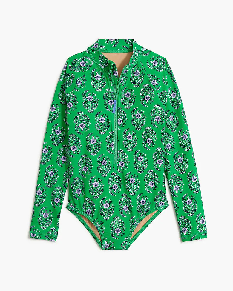 Girls' printed rash guard swimsuit | J.Crew Factory