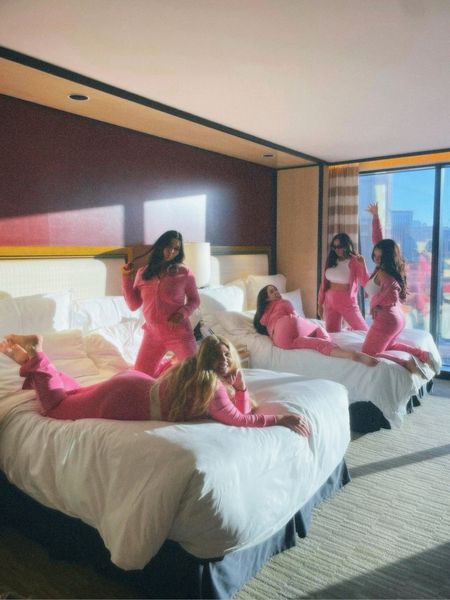 Vegas Bachelorette - matching pink juicy couture sweatsuits 🎀💗

#LTKparties #LTKwedding #LTKfindsunder50
