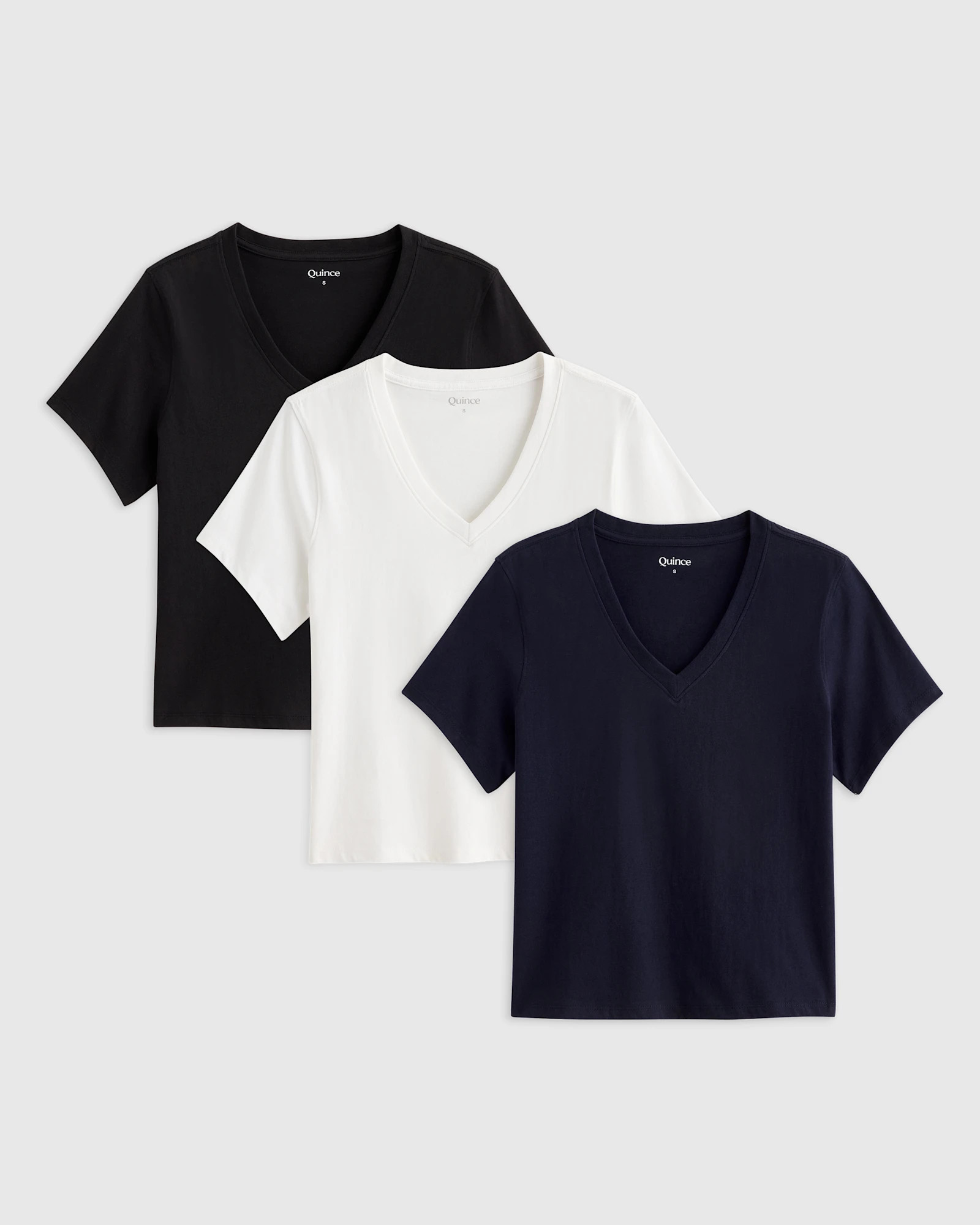 Women's 100% Organic Cotton Boxy V-Neck Tee Bundle | Quince