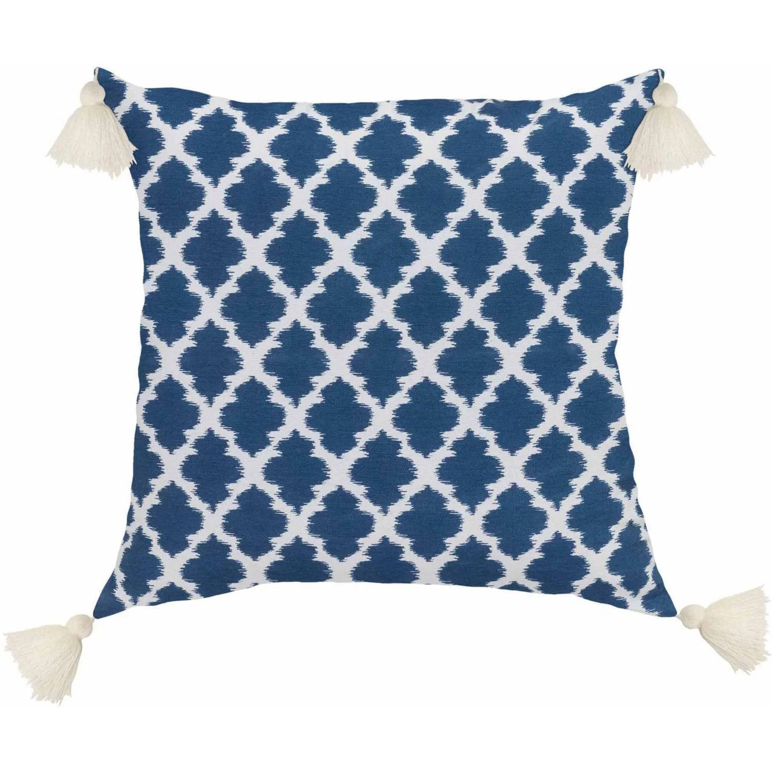 Better Homes and Gardens Tangier Indigo, Contemporary Ikat Pillow with Decorative Tassels | Walmart (US)