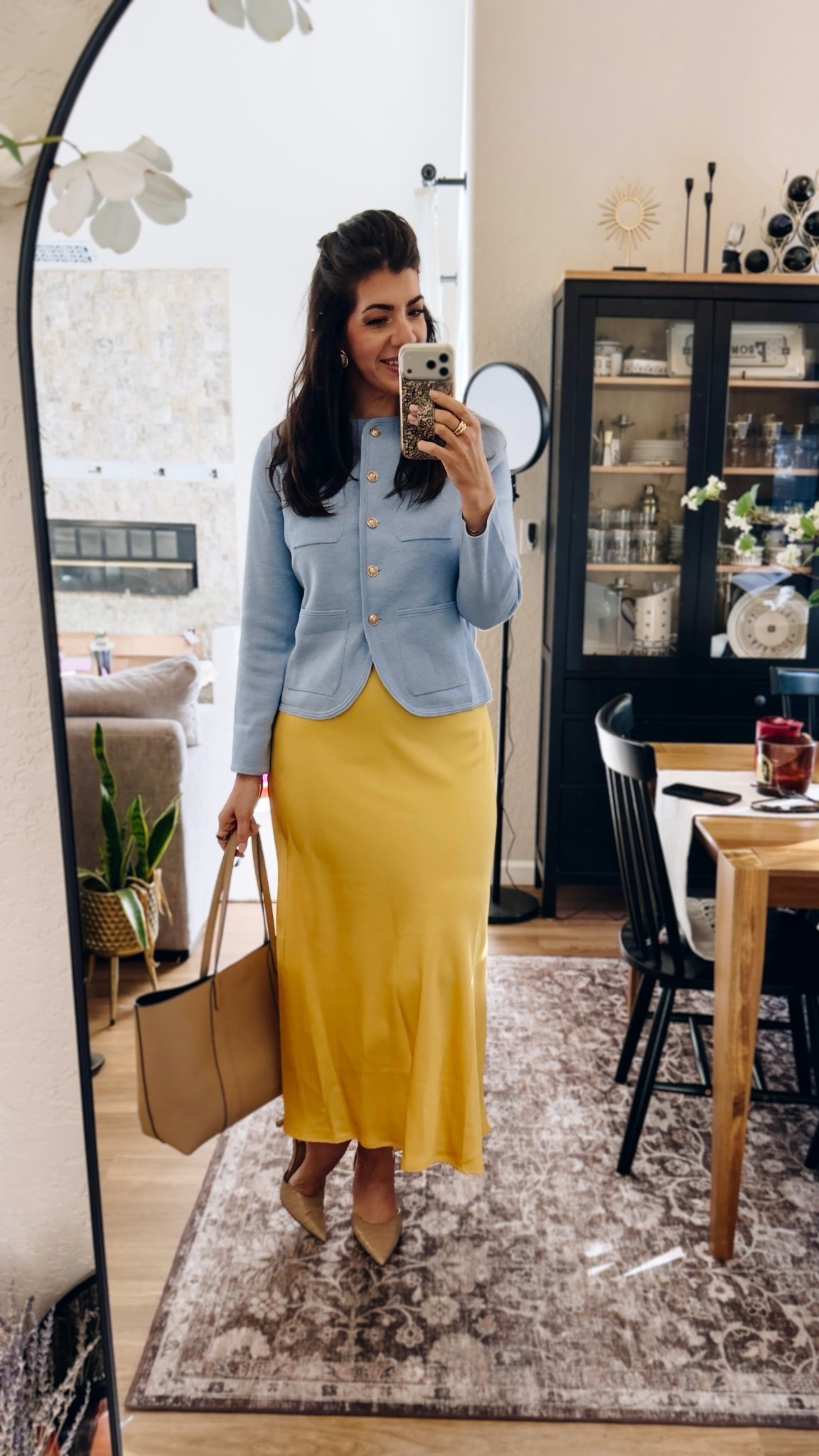 What I wore to work (yesterday)
Sweater cardigan-medium
Satin slip skirt- large 

#LTKOver40 #LTKMidsize #LTKWorkwear