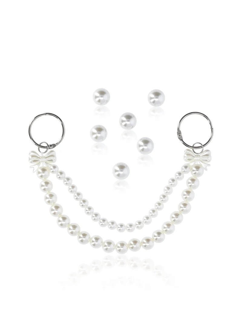 Time and Tru Women's Fashion Tote Bag Charms, 7-Piece Set with Faux Pearl Accents | Walmart (US)