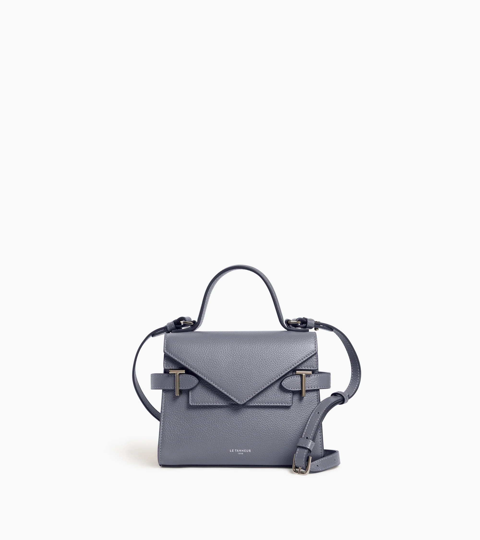 Emilie small handbag with double flap in grained leather | Le Tanneur