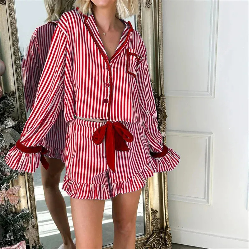 Cozy Y2K Christmas Lounge Set

Get festive with this trendy two-piece striped pajama set that combines Y2K style with ultimate holiday comfort. The soft button-up top and high-waist shorts make this loose-fit ensemble perfect for relaxing on Christmas morning. 

 